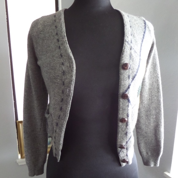 HERITAGE Size S Long Sleeve Gray CARDIGAN SWEATER - Picture 2 of 7